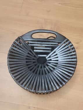 Black Wooden Slatted Accent Handbag - Brand Unspecified